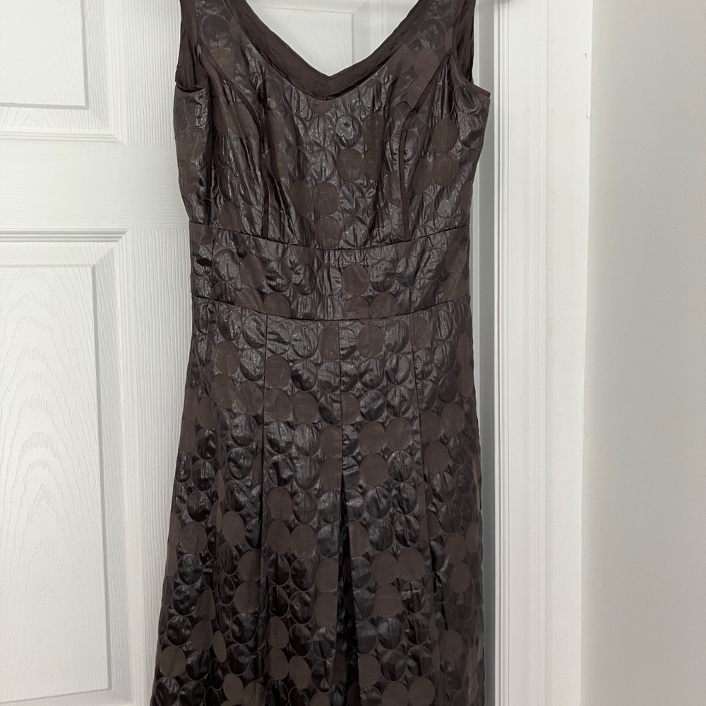 Etcetera Brown Sheath Midi Dress with V-Neck